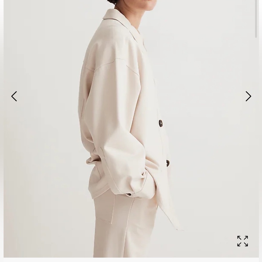 Madewell Ponte Oversized Shirt Jacket Linen Ivory Large NWT - Picture 2 of 10